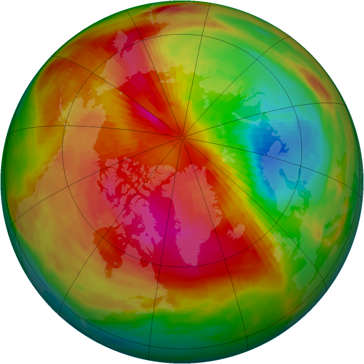 Arctic ozone map for 16 March 1986